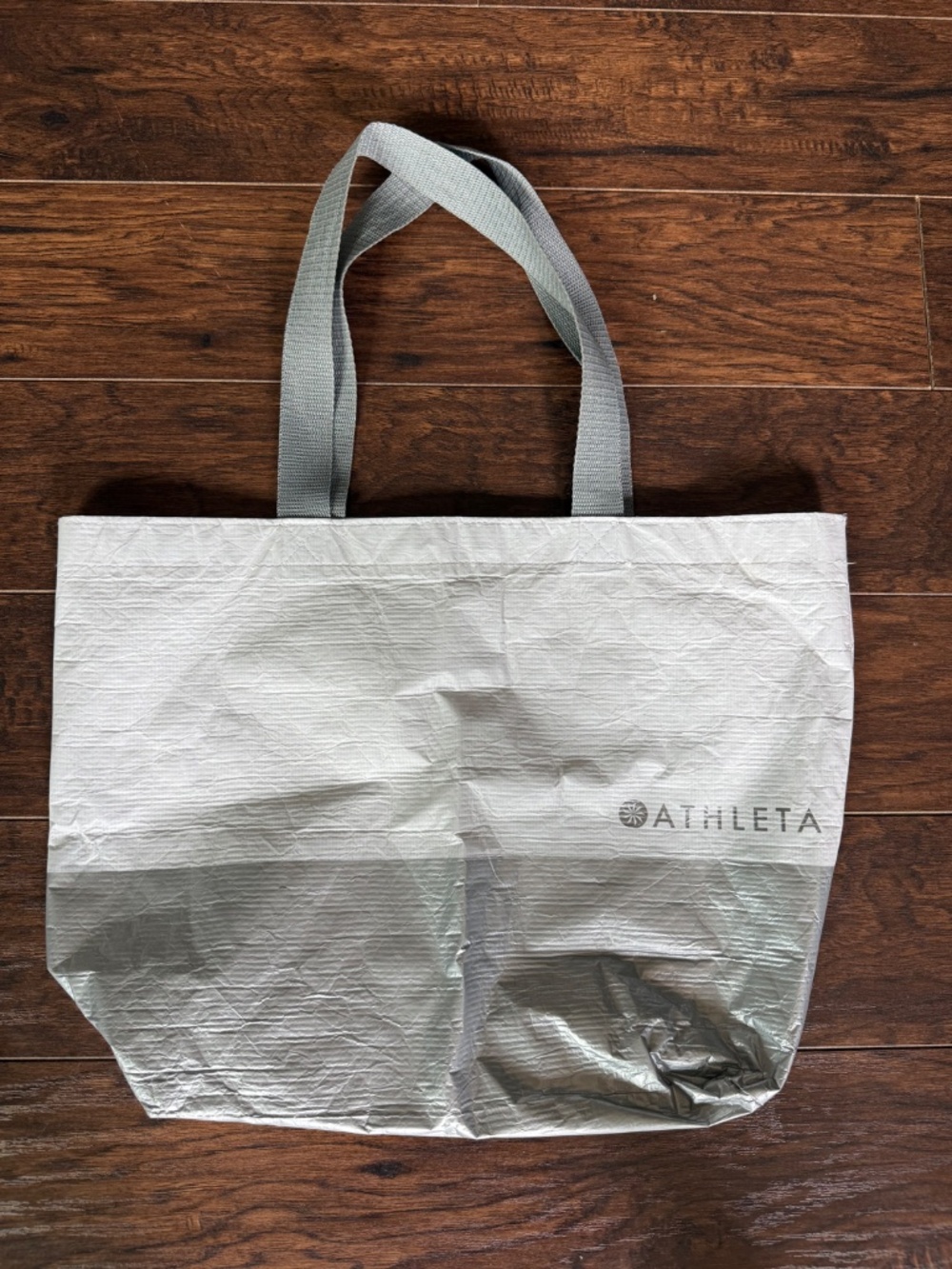 Athleta Large Metallic Silver Reusable Shopping Tote Bag